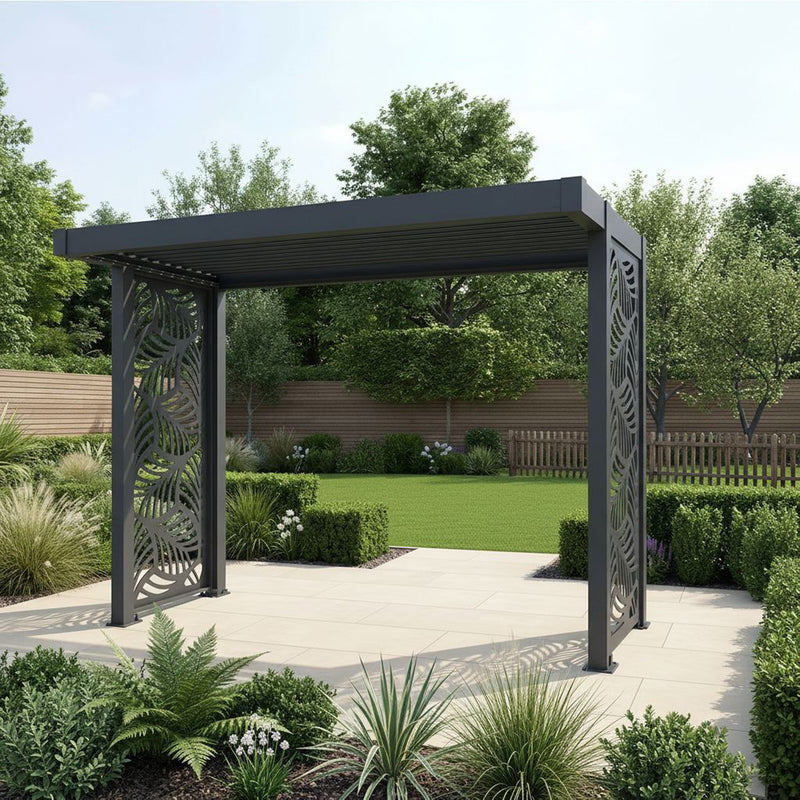 Bracken Outdoors Grey Aluminium BBQ Pergola with Botanica Back and Side Panels - Image 4