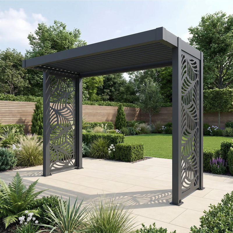 Bracken Outdoors Grey Aluminium BBQ Pergola with Botanica Back and Side Panels - Image 2