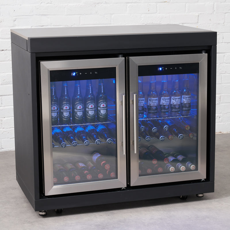 Draco Grills Fusion Outdoor Black Double Fridge Cabinet with Sintered Stone Top 120L - Image 3