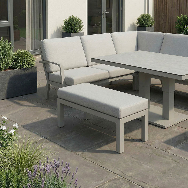 Bracken Outdoors Miami Stone Aluminium Rectangular Corner Set with Adjustable Table, Bench & Stool - Image 6