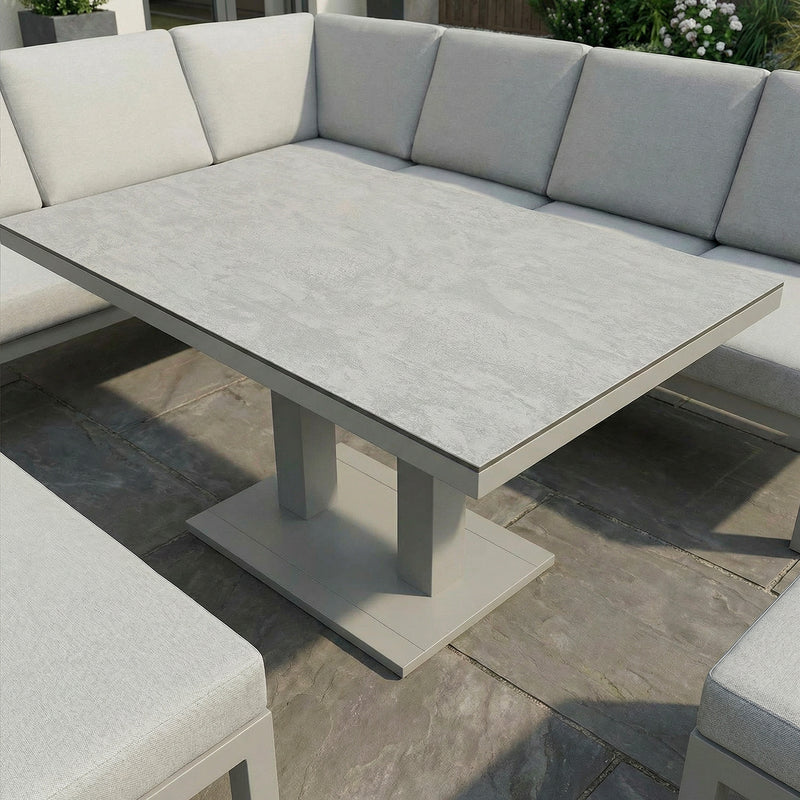 Bracken Outdoors Miami Stone Aluminium Rectangular Corner Set with Adjustable Table, Bench & Stool - Image 8