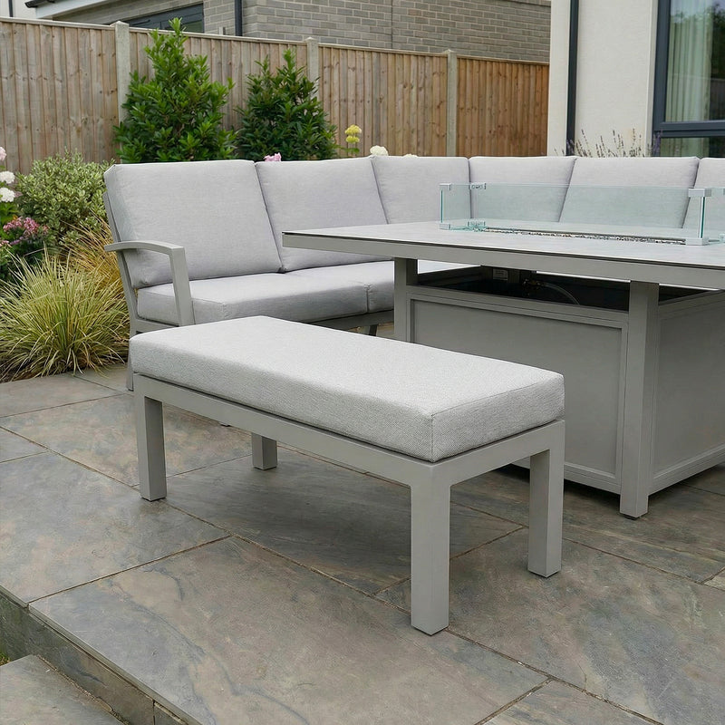Bracken Outdoors Miami Stone Aluminium Rectangular Corner Set with Firepit Table, Bench & Stool - Image 7