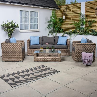 Bracken Outdoors Madrid Brown 3 Seat Sofa Lounge Garden Furniture Set with Coffee Table