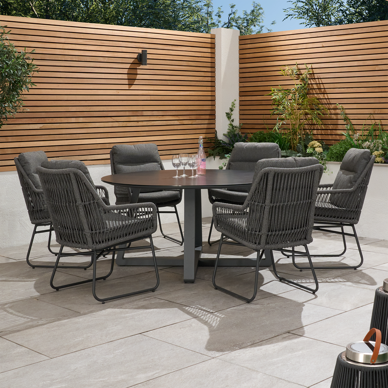 Bracken Outdoors Colorado Rope 6 Seat Round Aluminium Garden Dining Set - Image 3