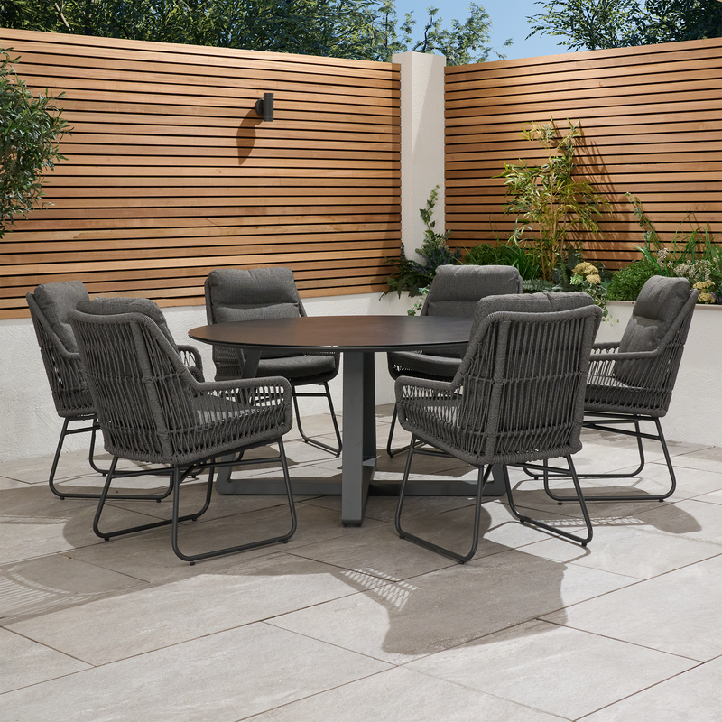 Bracken Outdoors Colorado Rope 6 Seat Round Aluminium Garden Dining Set - Image 4