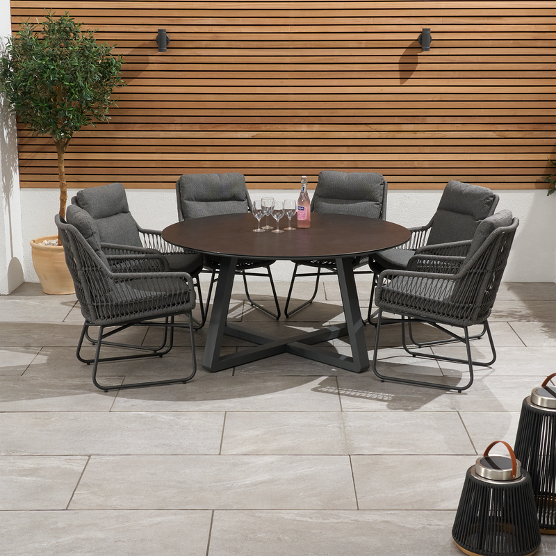 Bracken Outdoors Colorado Rope 6 Seat Round Aluminium Garden Dining Set - Image 2