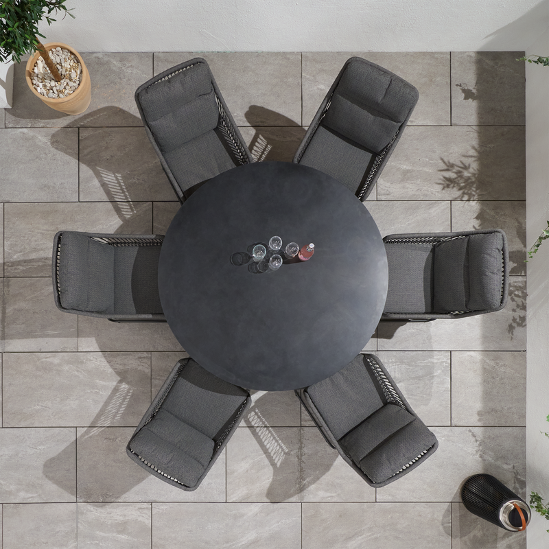 Bracken Outdoors Colorado Rope 6 Seat Round Aluminium Garden Dining Set - Image 5