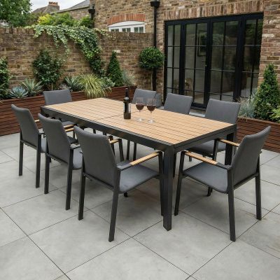 Bracken Outdoors Melbourne 8 Seat Rectangular Extending Dining Aluminium Garden Furniture Set