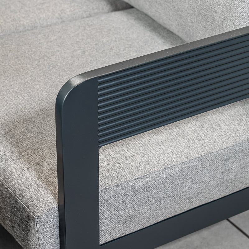 Bracken Outdoors Nevada Anthracite Ripple Aluminium Rectangular Corner Sofa Set with Coffee Table - Image 7
