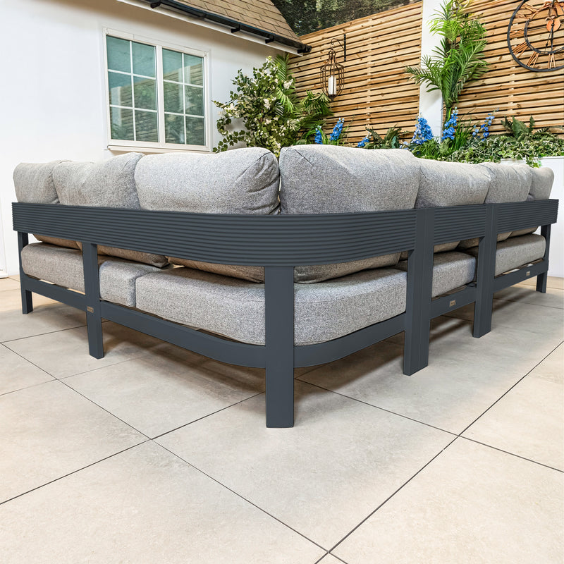 Bracken Outdoors Nevada Anthracite Ripple Aluminium Rectangular Corner Sofa Set with Coffee Table - Image 8