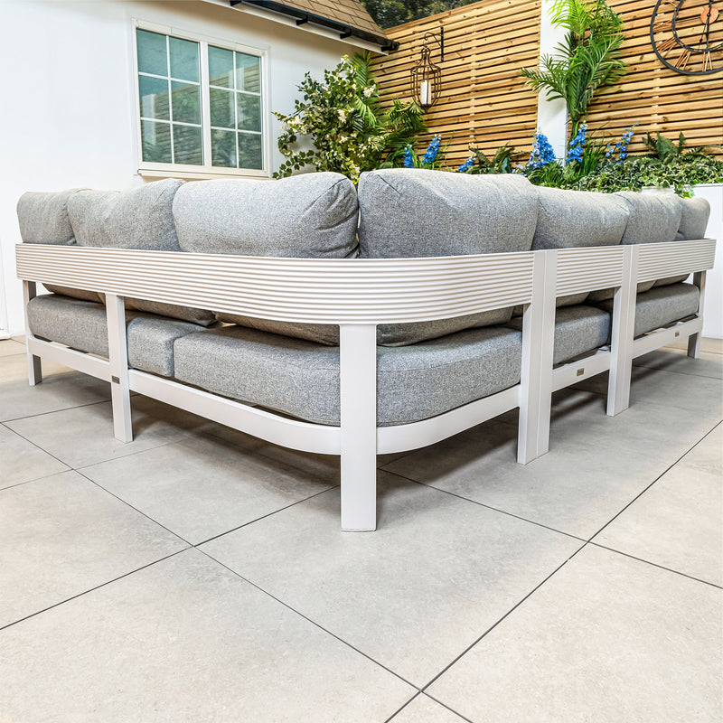 Bracken Outdoors Nevada Warm Grey Ripple Aluminium Rectangular Corner Sofa Set with Height Adjustable Table - Image 3