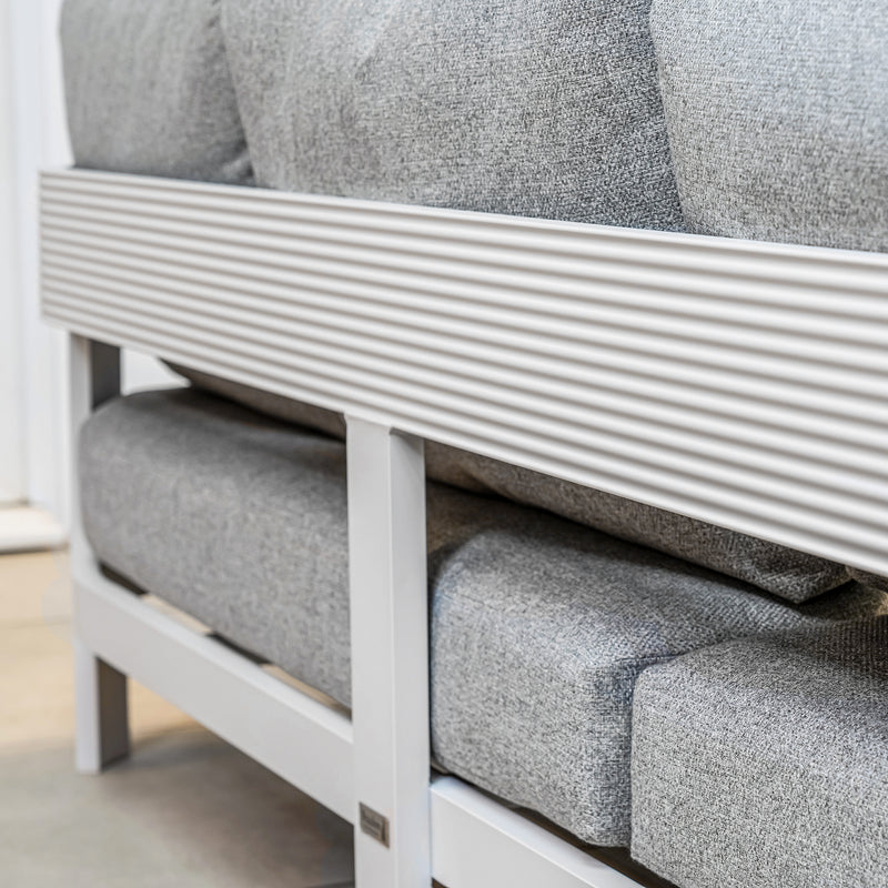 Bracken Outdoors Nevada Warm Grey Ripple Aluminium Rectangular Corner Sofa Set with Height Adjustable Table - Image 4