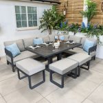Bracken Outdoors Nevada Anthracite Ripple Aluminium Rectangular Corner Sofa Set with Height Adjustable Table