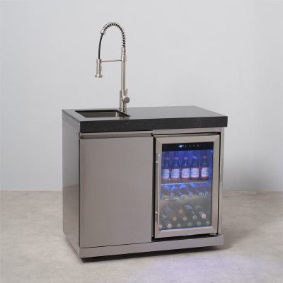 Draco Grills Outdoor Stainless Steel Single Fridge and Sink Cabinet 60L