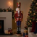 5.5ft Large Traditional Christmas Nutcracker Soldier Matt Red and Blue with LED Lights