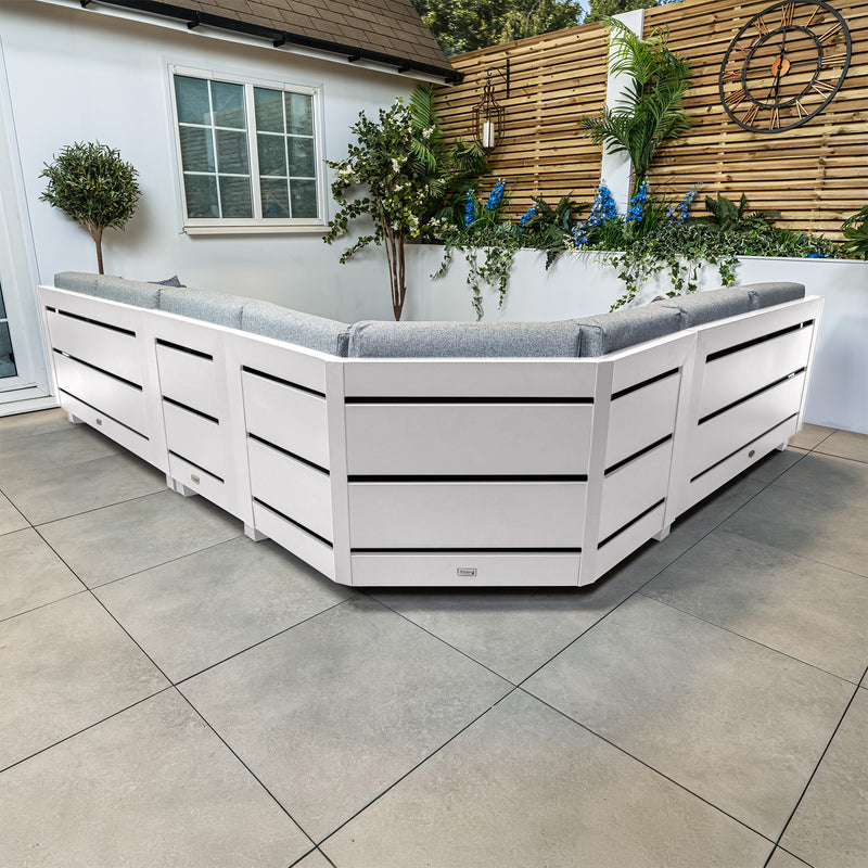 Bracken Outdoors Panama Warm Grey Aluminium Rectangular Corner Sofa Set with Coffee Table - Image 5