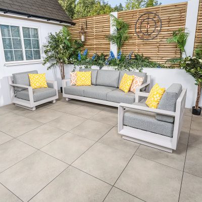 Bracken Outdoors Panama Warm Grey Aluminium Garden Furniture Lounge Sofa Set