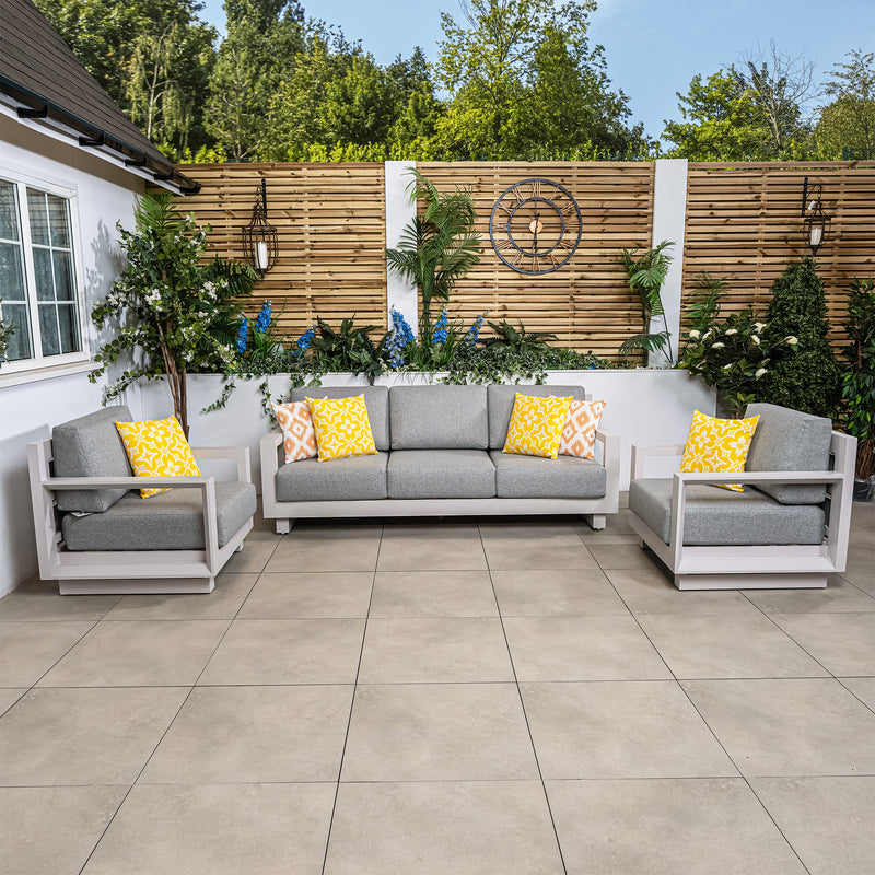 Bracken Outdoors Panama Warm Grey Aluminium Garden Furniture Lounge Sofa Set - Image 3