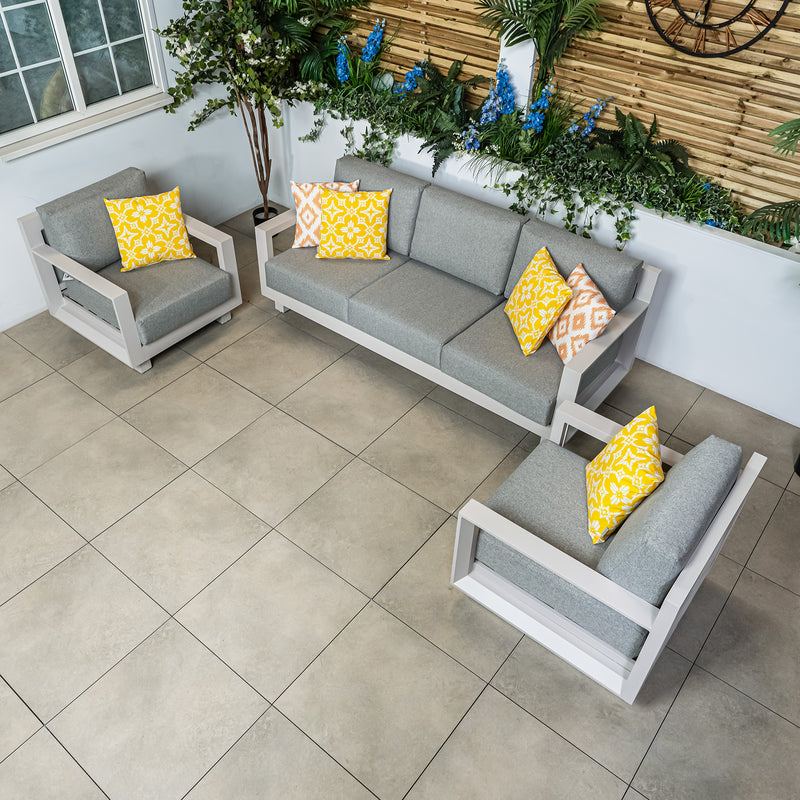 Bracken Outdoors Panama Warm Grey Aluminium Garden Furniture Lounge Sofa Set - Image 2