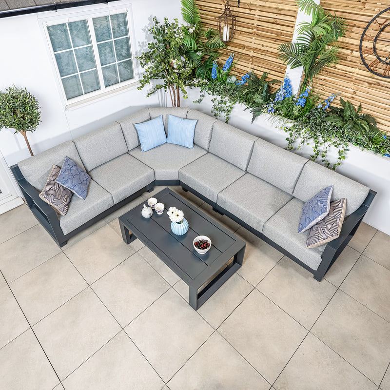 Bracken Outdoors Panama Anthracite Aluminium Rectangular Corner Sofa Set with Coffee Table - Image 2
