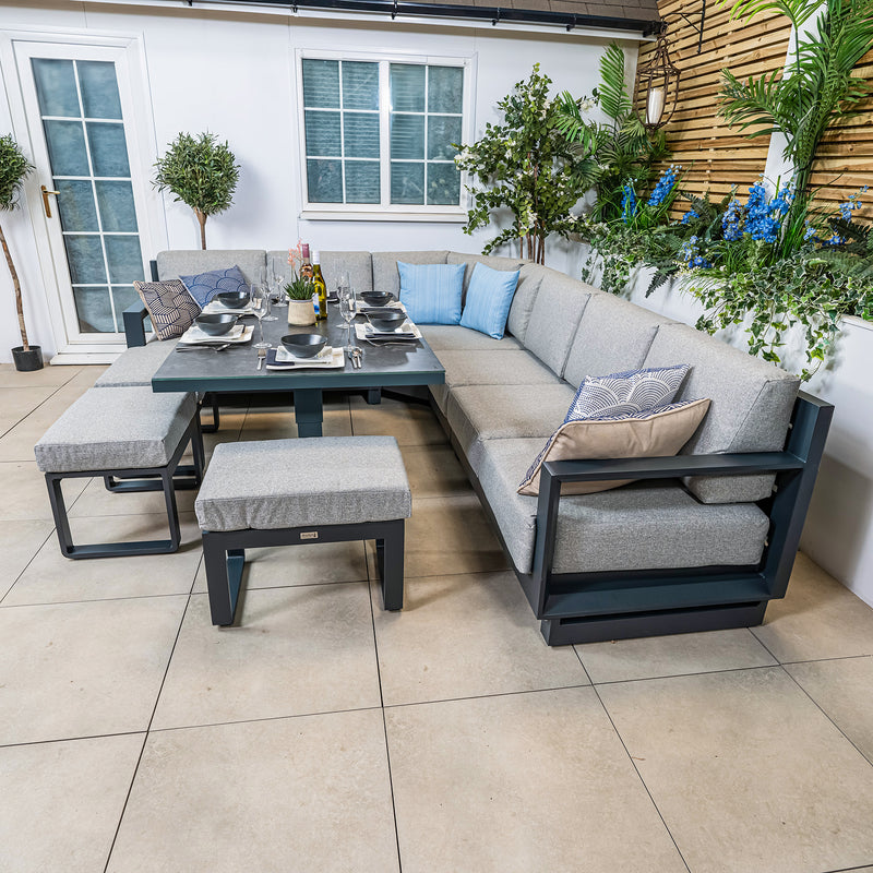Bracken Outdoors Panama Anthracite Aluminium Rectangular Corner Sofa Set with Height Adjustable Table - Image 4