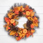 The Christmas Centre 26in Prelit Fireside Autumn Wreath with Warm White Battery Operated LED Lights