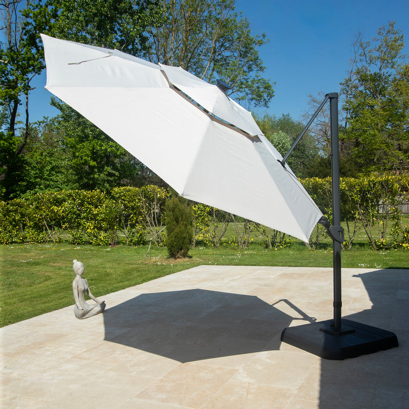 Bracken Outdoors Ecru 3.3m Round Cantilever Parasol With Solar LED Lights & FREE Base - Image 6