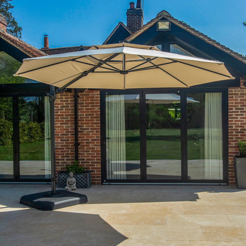 Bracken Outdoors Ecru 3.3m Round Cantilever Parasol With Solar LED Lights & FREE Base - Image 3