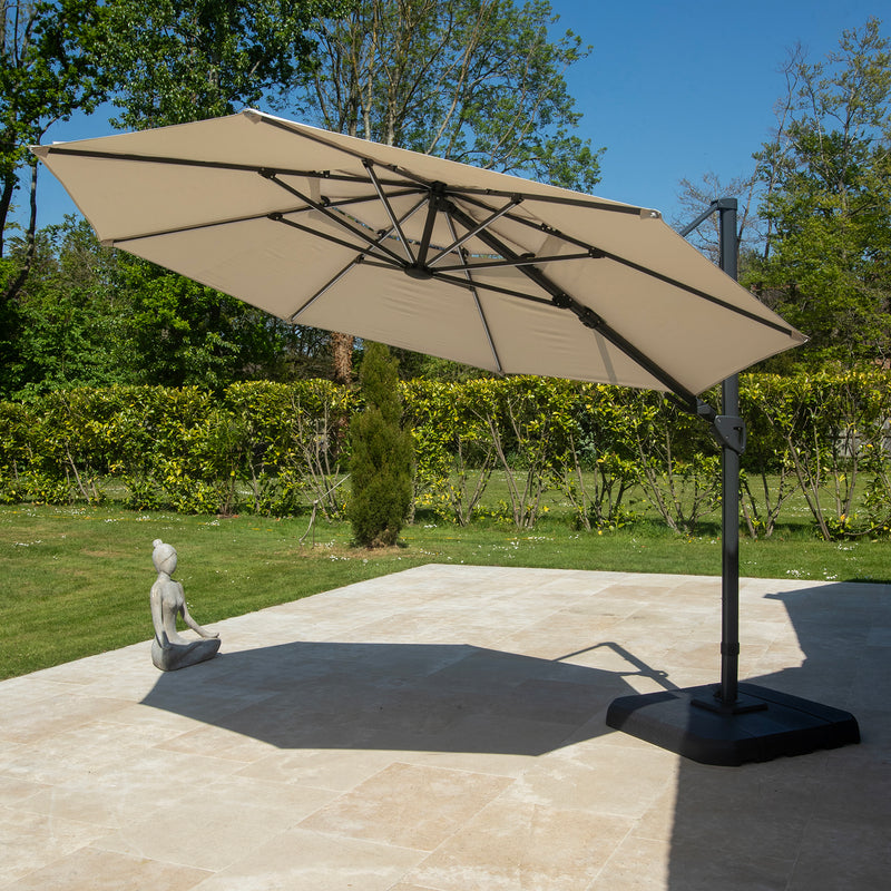 Bracken Outdoors Ecru 3.3m Round Cantilever Parasol With Solar LED Lights & FREE Base - Image 4
