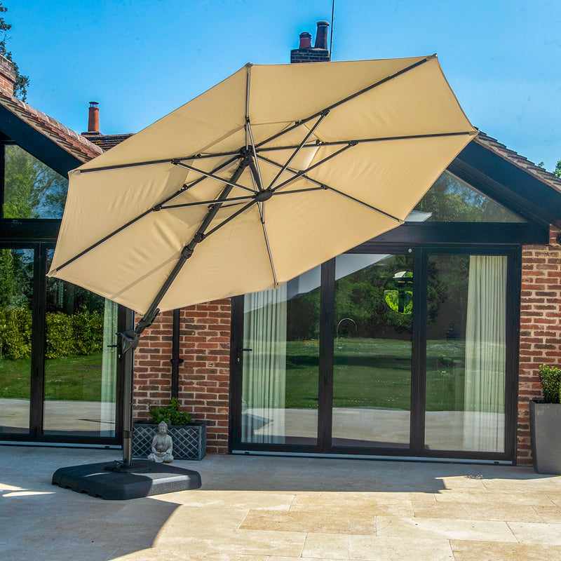 Bracken Outdoors Ecru 3.3m Round Cantilever Parasol With Solar LED Lights & FREE Base - Image 5