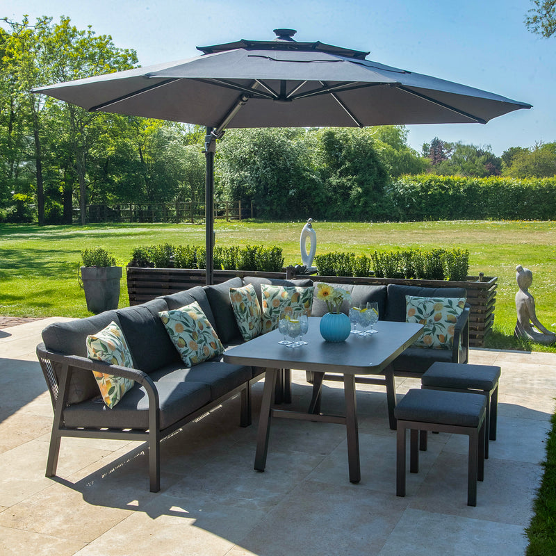 Bracken Outdoors Grey 3.3m Round Cantilever Parasol With Solar LED Lights & FREE Base - Image 2