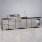 Draco Grills 6 Burner BBQ Modular Outdoor Kitchen with Double Drawers and Single Fridge And Sink Units