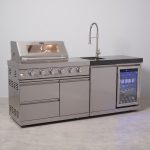 Draco Grills 4 Burner Modular Outdoor Kitchen with Integrated Sear Station and Sink and Fridge Unit