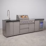 Draco Grills 4 Burner Modular Outdoor Kitchen with Integrated Sear Station and Sink and Fridge Units