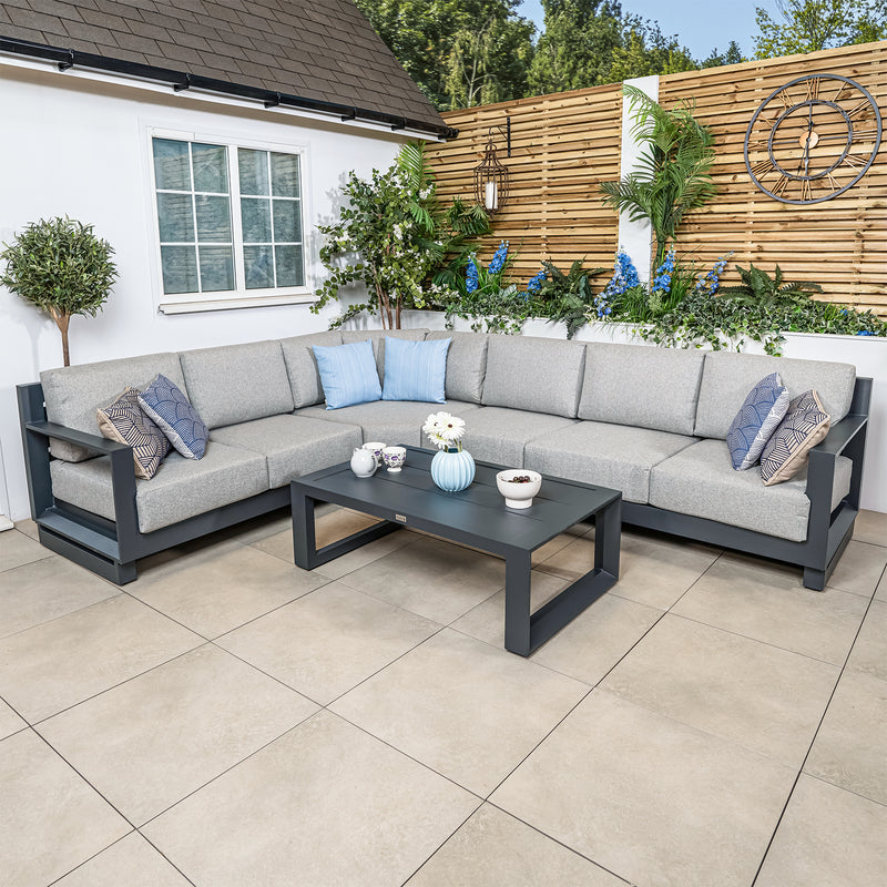 Bracken Outdoors Panama Anthracite Aluminium Rectangular Corner Sofa Set with Coffee Table - Image 10