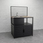 Draco Grills Scandic Aluminium Modular Outdoor Kitchen Sink and Cabinet with Wood Effect Top