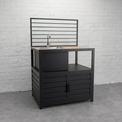 Draco Grills Scandic Aluminium Modular Outdoor Kitchen Sink and Cabinet with Wood Effect Top