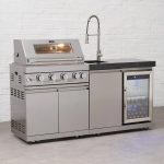 Draco Grills 4 Burner BBQ Modular Outdoor Kitchen with Sink and Fridge Unit