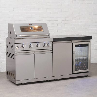 Draco Grills 4 Burner BBQ Modular Outdoor Kitchen with Single Fridge Unit
