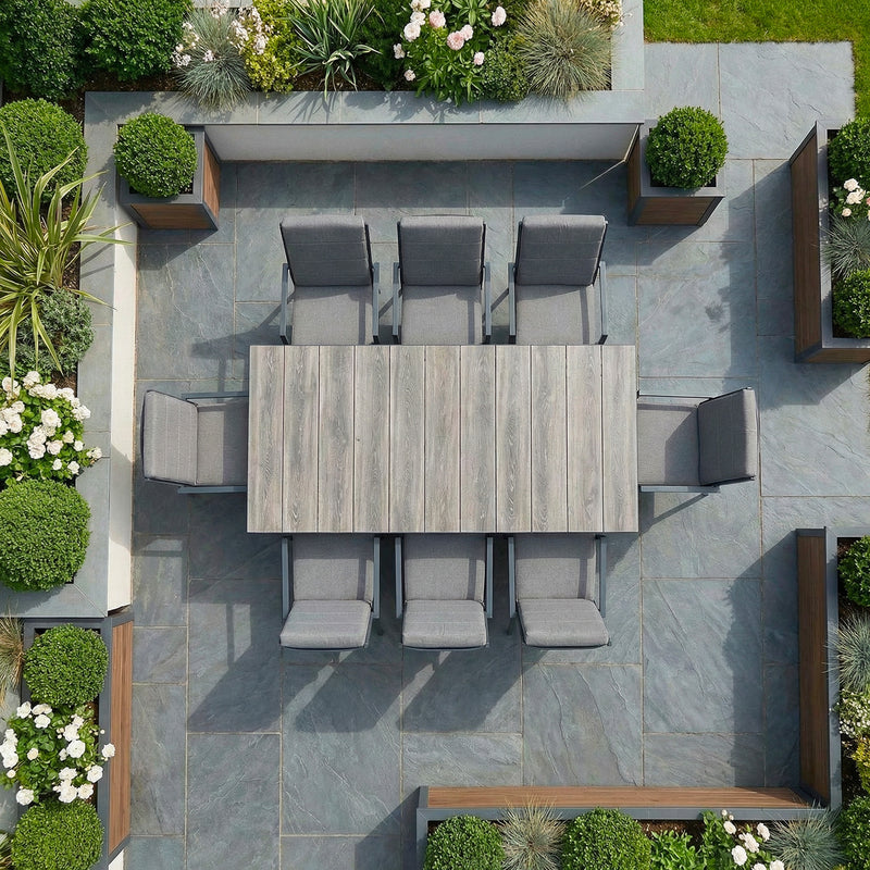 Bracken Outdoors Sydney 8 Seat Rectangular High Back Grey Aluminium Dining Garden Furniture Set - Image 3