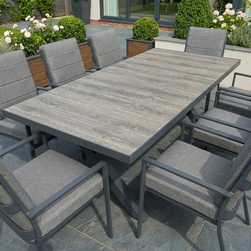 Bracken Outdoors Sydney 8 Seat Rectangular High Back Grey Aluminium Dining Garden Furniture Set - Image 9