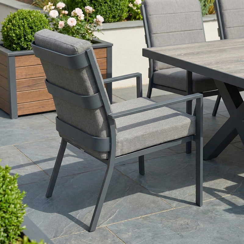 Bracken Outdoors Sydney 8 Seat Rectangular High Back Grey Aluminium Dining Garden Furniture Set - Image 10