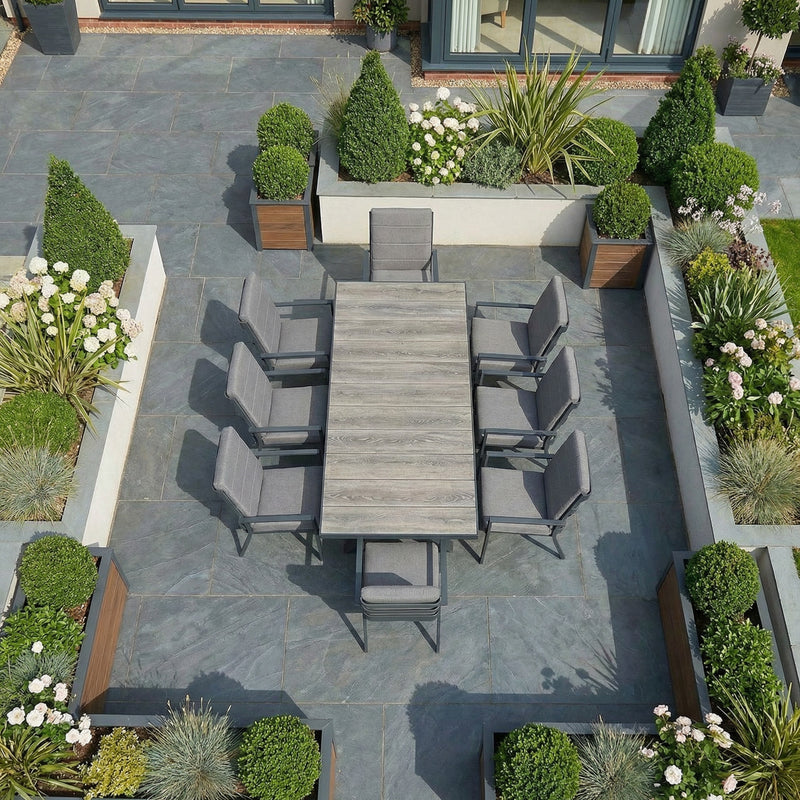 Bracken Outdoors Sydney 8 Seat Rectangular High Back Grey Aluminium Dining Garden Furniture Set - Image 4