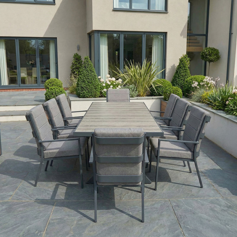 Bracken Outdoors Sydney 8 Seat Rectangular High Back Grey Aluminium Dining Garden Furniture Set - Image 11