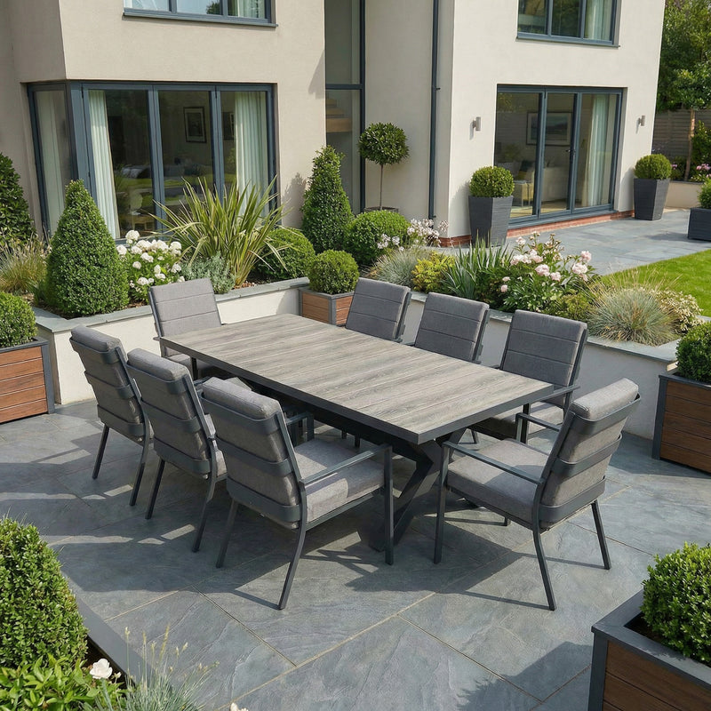 Bracken Outdoors Sydney 8 Seat Rectangular High Back Grey Aluminium Dining Garden Furniture Set - Image 5