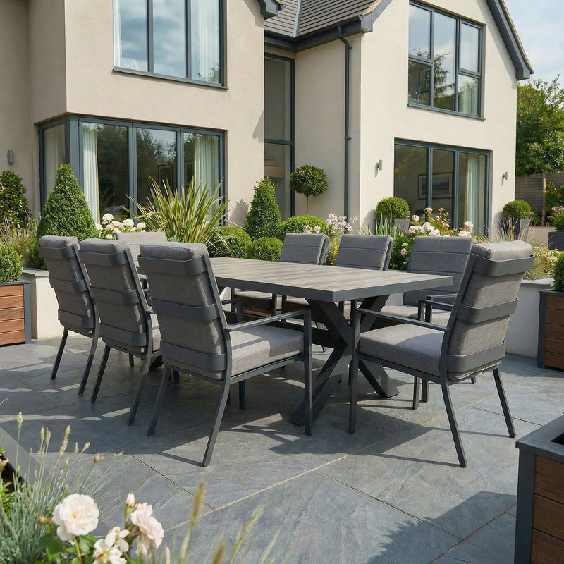 Bracken Outdoors Sydney 8 Seat Rectangular High Back Grey Aluminium Dining Garden Furniture Set - Image 6
