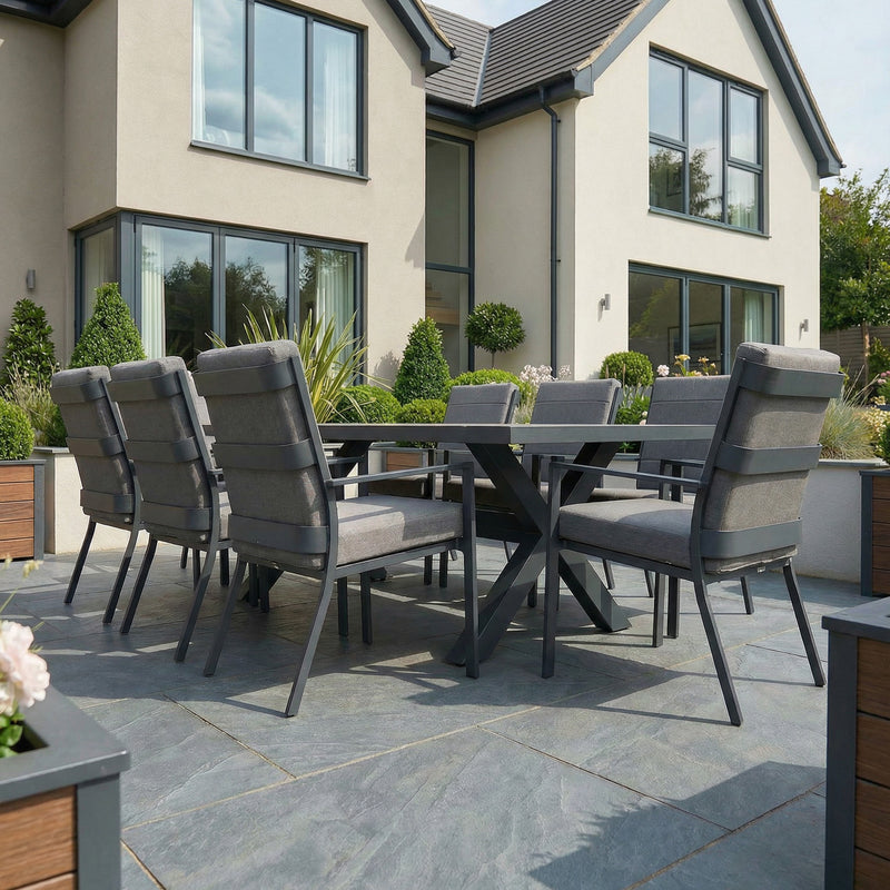 Bracken Outdoors Sydney 8 Seat Rectangular High Back Grey Aluminium Dining Garden Furniture Set - Image 8