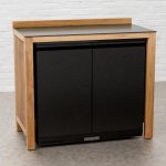 Draco Grills Teak Outdoor Black Stainless Steel Double Fridge Cabinet with Ceramic Top 208L