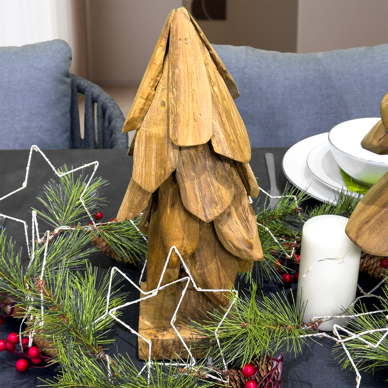 Natural Teak Wooden Christmas Tree - 30cm - Image 2