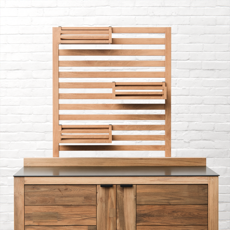 Draco Grills Teak Modular Outdoor Kitchen Add-On Slatted Shelf with Storage Boxes - Image 2